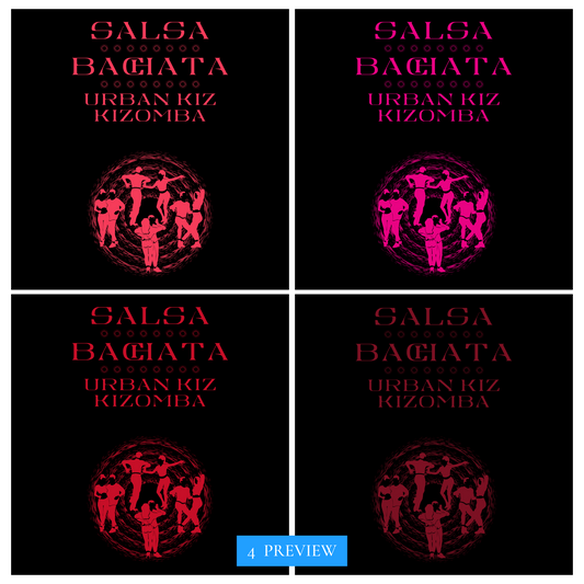 Salsa Bachata Kizomba UrbanKiz Dancer transparent PNG image file 4pcs (S02SET05) Premium Apparel Graphics