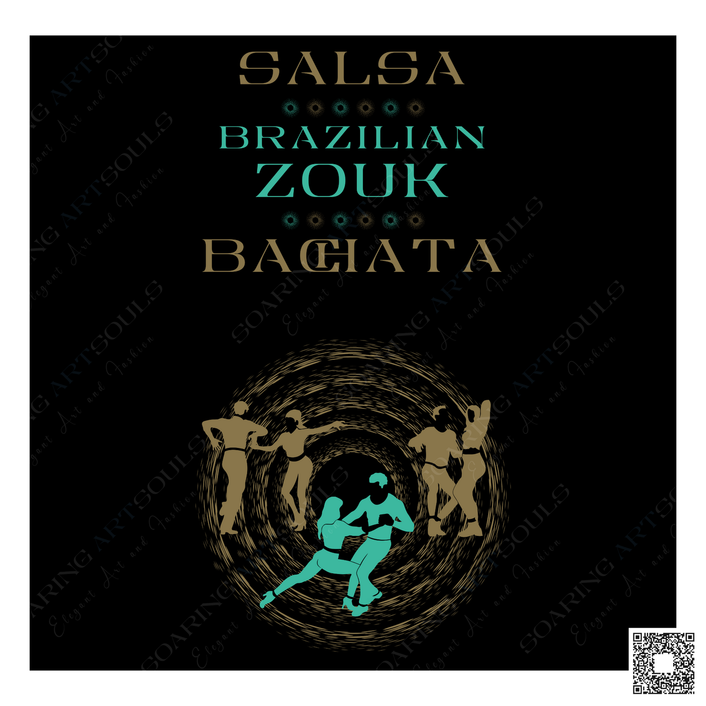 Salsa Zouk Bachata Dancer S0206 green-gold PNG print file for Gifts, Apparel