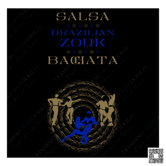 Salsa Zouk Bachata Dancer S0207 gold-blue PNG print file for Gifts, Apparel