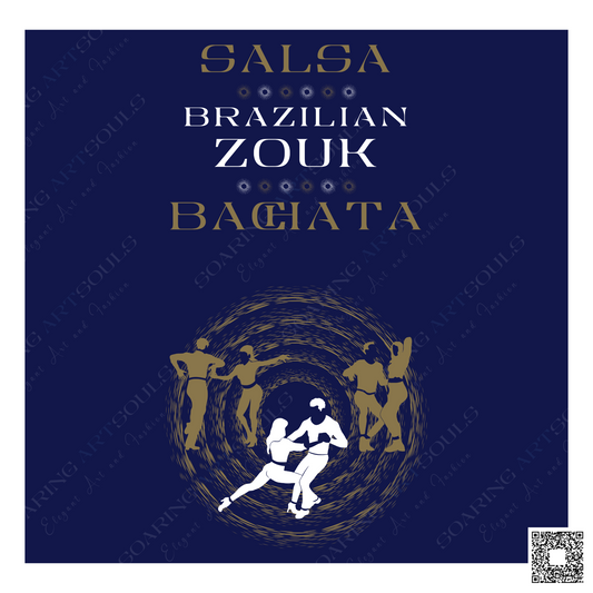 Salsa Zouk Bachata Dancer S0208 gold-white PNG print file for Gifts, Apparel