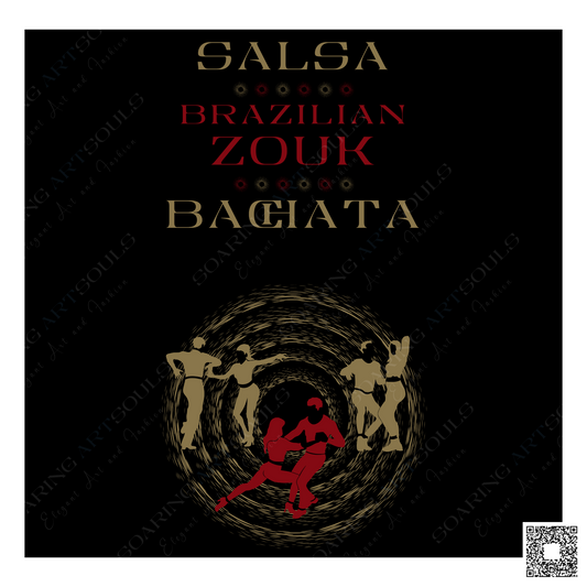 Salsa Zouk Bachata Dancer S0209 gold-red PNG print file for Gifts, Apparel