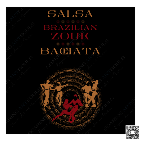 Salsa Zouk Bachata Dancer S0210 red-brown PNG print file for Gifts, Apparel