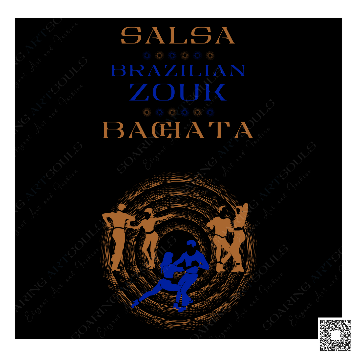 Salsa Zouk Bachata Dancer S0211 blue-brown PNG print file for Gifts, Apparel