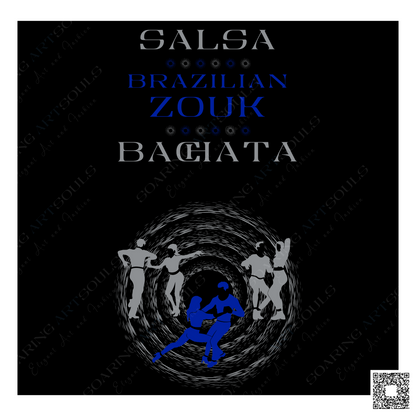 Salsa Zouk Bachata Dancer S0212 blue-silver PNG print file for Gifts, Apparel