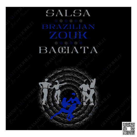 Salsa Zouk Bachata Dancer S0212 blue-silver PNG print file for Gifts, Apparel