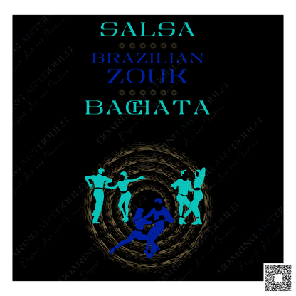 Salsa Zouk Bachata Dancer S0213 gold-blue-green PNG print file for Gifts, Apparel