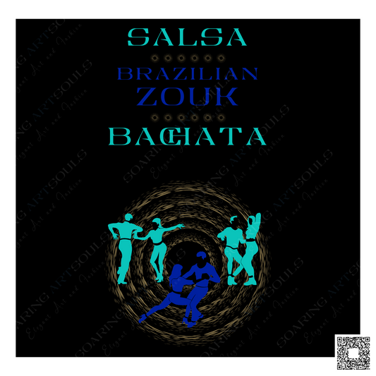 Salsa Zouk Bachata Dancer S0213 gold-blue-green PNG print file for Gifts, Apparel