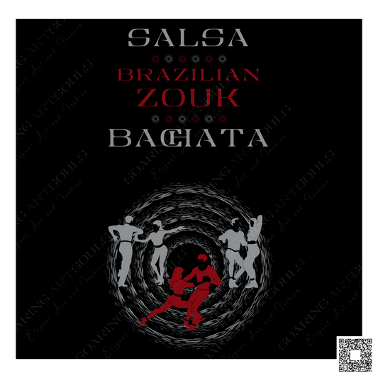 Salsa Zouk Bachata Dancer S0215 red-silver PNG print file for Gifts, Apparel